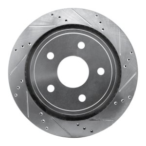 Chrysler Aspen Brake Rotor (1) - Rear Right - R1 Concepts - Drilled & Slotted - Silver - `02-`24
